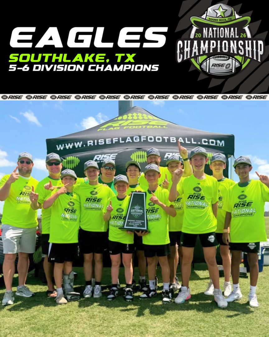 Eagles youth team in neon shirts with trophy