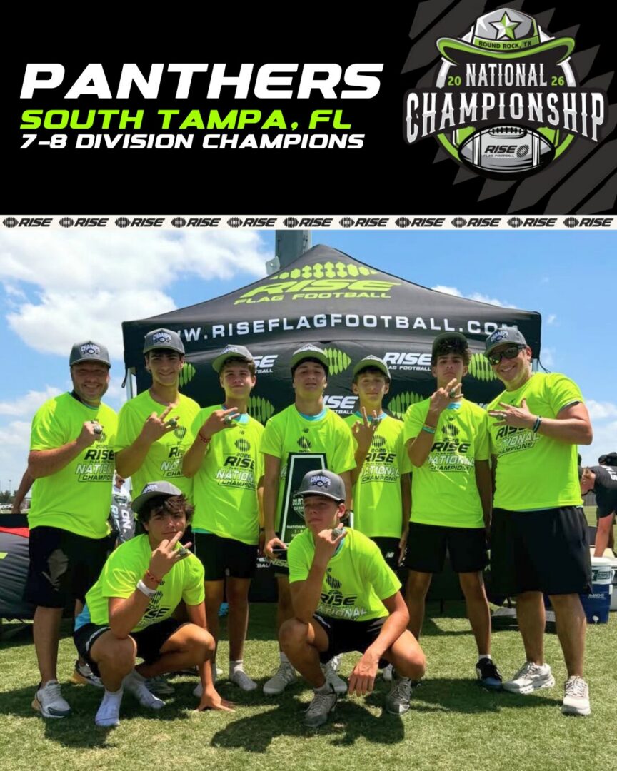 South Tampa Panthers posing with championship trophy